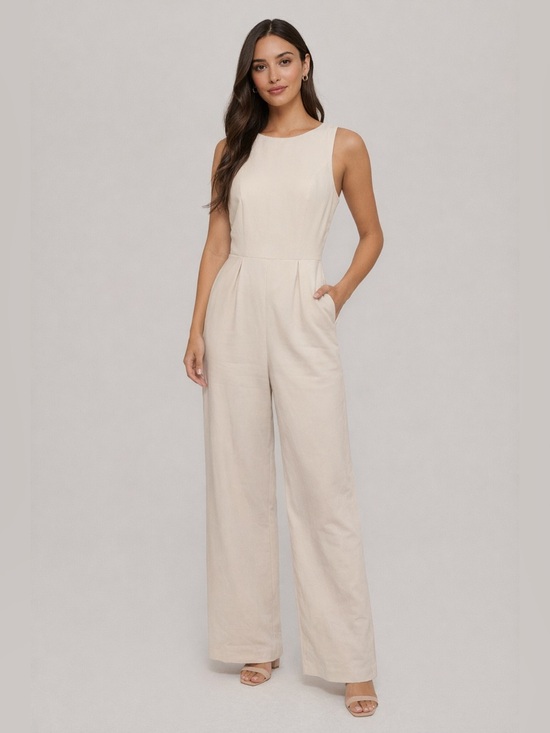 Song of Style Pants - Revolve Song of Style Ivory Sleeveless Jumpsuit workwear semi formal